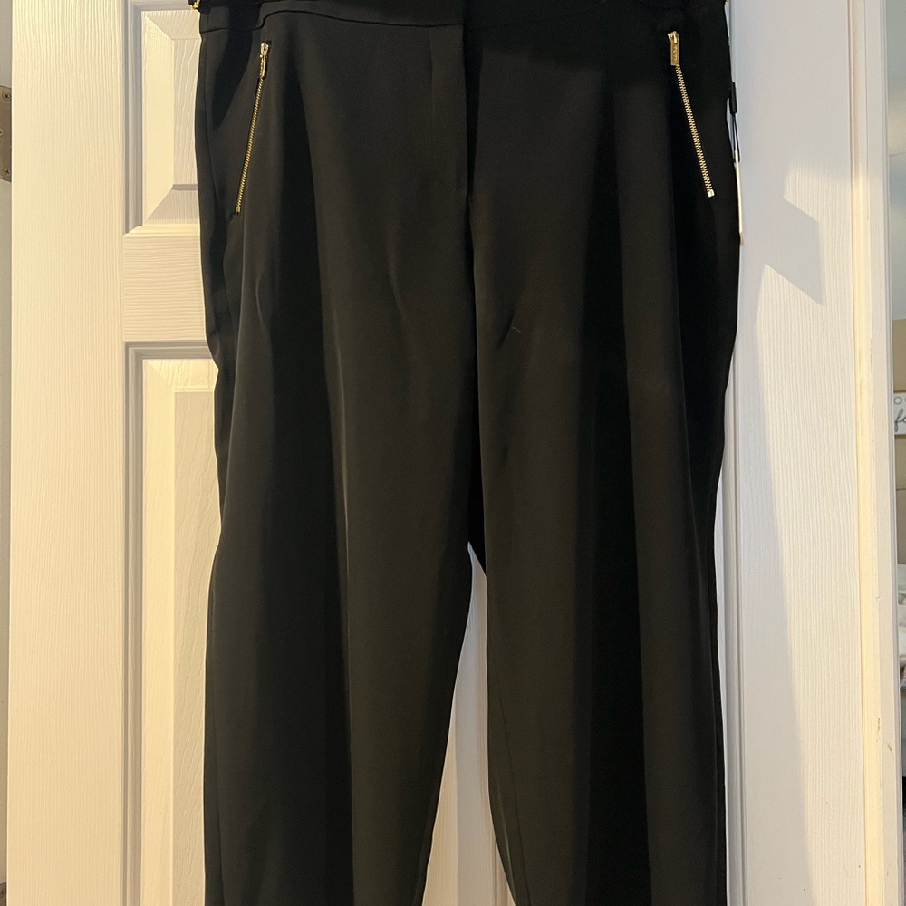 Chic Black Trousers with Gold Zippers